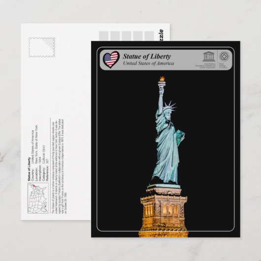 UNESCO WHS - Freiheitsstatue Postkarte (Vorne/Hinten)