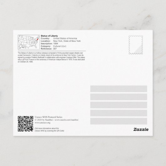 UNESCO WHS - Freiheitsstatue Postkarte (Rückseite)
