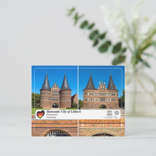 UNESCO WHS - Hansestadt Lübeck - Holstentor Postkarte (Stehend Vorderseite)