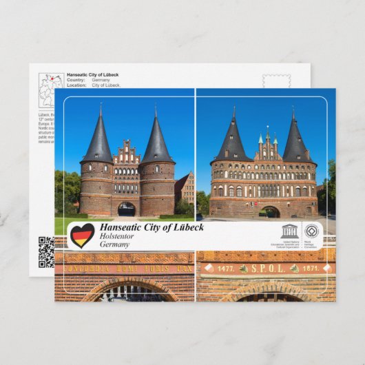 UNESCO WHS - Hansestadt Lübeck - Holstentor Postkarte (Vorne/Hinten)