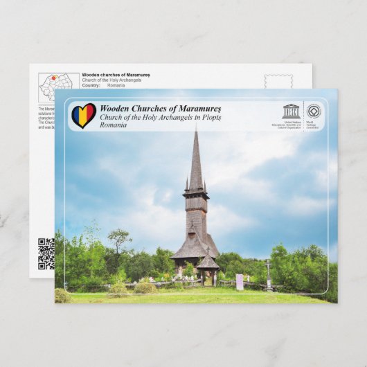 UNESCO WHS - Kirche des Heiligen Archangels Plopis Postkarte (Vorne/Hinten)