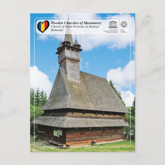 UNESCO WHS - Kirche St. Nikolaus in Budesti Postkarte (Vorderseite)