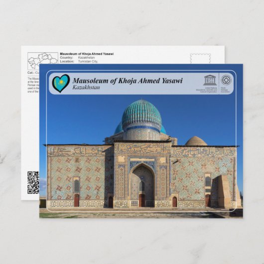 UNESCO WHS - Mausoleum von Khoja Ahmed Yasawi Postkarte (Vorne/Hinten)