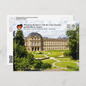 UNESCO - Würzburg Residenz mit Court Gardens Postkarte (Vorne/Hinten)
