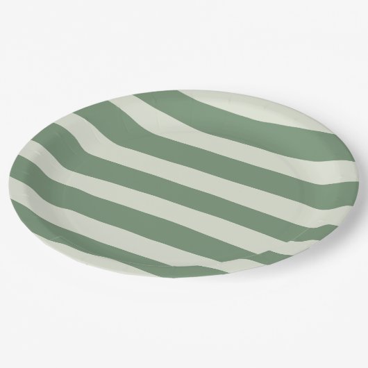 Uneven Streifen - grün Pappteller (Schrägansicht)
