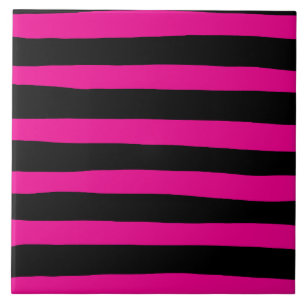 Uneven Streifen - Magenta und Schwarz Fliese