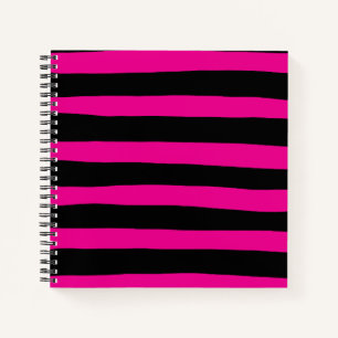Uneven Streifen - Magenta und Schwarz Notizblock