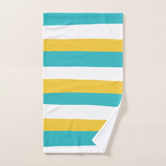 Uneven Streifen - Türkis und Gelb Badhandtuch Set (Handtuch)