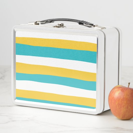 Uneven Streifen - Türkis und Gelb Metall Brotdose (Beispiel)