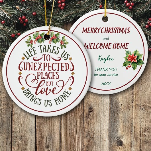 Unexpected Places Welcome Home Christmas Keramik Ornament