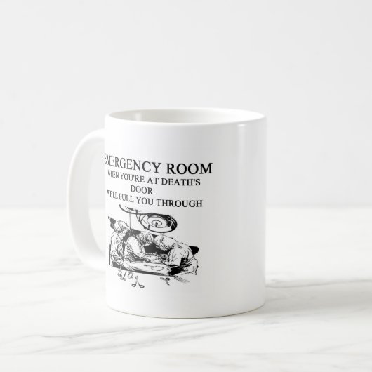 Unfallstationswitz Kaffeetasse (Vorderseite Links)