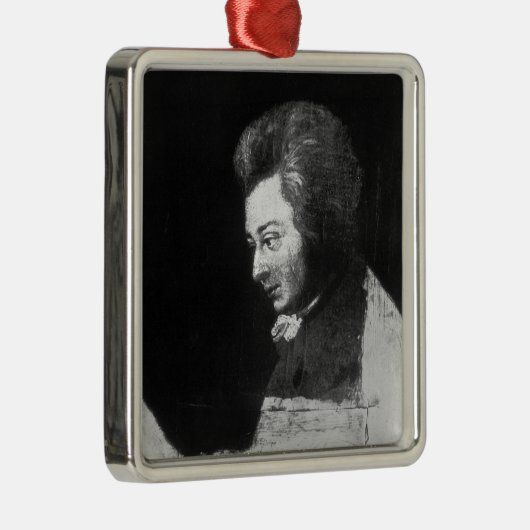 Unfertiges Porträt von Wolfgang Amadeus Mozart Silbernes Ornament (Rechts)