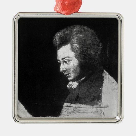 Unfertiges Porträt von Wolfgang Amadeus Mozart Silbernes Ornament (Vorne)