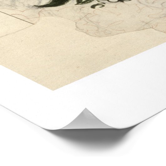 Unfinished 'Bird and Vine' wood block design for w Poster (Ecke)