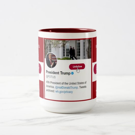 Unfollow Trumpf-Twitter-Tasse Zweifarbige Tasse (Mittel)