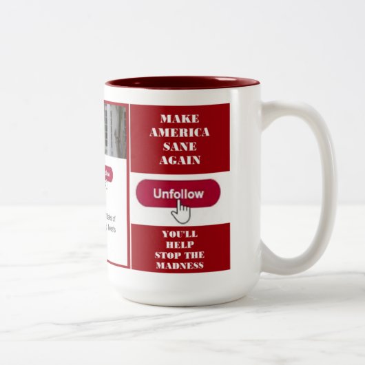 Unfollow Trumpf-Twitter-Tasse Zweifarbige Tasse (Rechts)