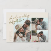 Unforgettable Wedding Cream Multi Photo Dankeskarte (Vorderseite)