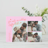 Unforgettable Wedding Orange Pink Multi Photo Dankeskarte (Stehend Vorderseite)