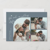 Unforgettable Wedding Slate Blue Multi Photo Dankeskarte (Vorderseite)