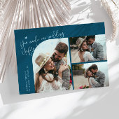 Unforgettable Wedding Teal Multi Photo Dankeskarte