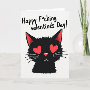 Unfreundliche schwarze Katze Valentinstagskarte Karte