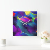 Unfruchtbarkeit und farbige Reliefs, Blau dominier Quadratische Wanduhr (Zuhause)