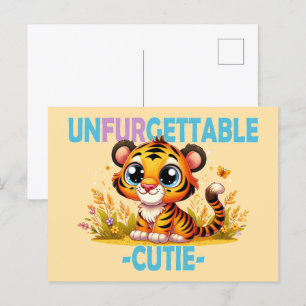 Unfurgettable Süsse Spaß Pun. Baby Tiger Cartoon Postkarte
