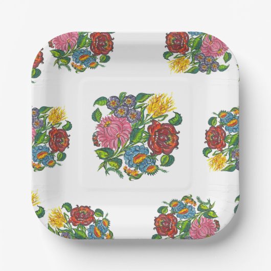 Ungarisch Floral - Kalocsai motifs Paper Teller (Vorderseite)
