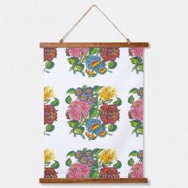 Ungarisch Floral - Kalocsai-Motive Wandteppich Mit Holzrahmen