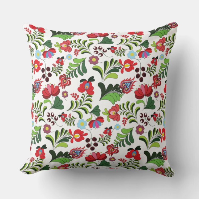 Ungarisch Freehand Floral Matyo Pattern Kissen (Vorderseite)