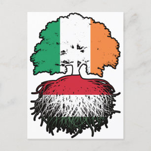 Ungarisch Irish Ireland Tree Roots Flag Postkarte