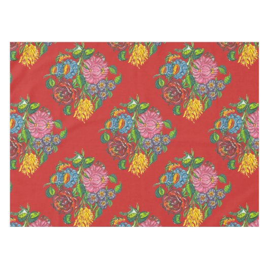 Ungarisch - Kalocsai Blumenmuster in Rot Tischdecke (Vorderseite (Horizontal))