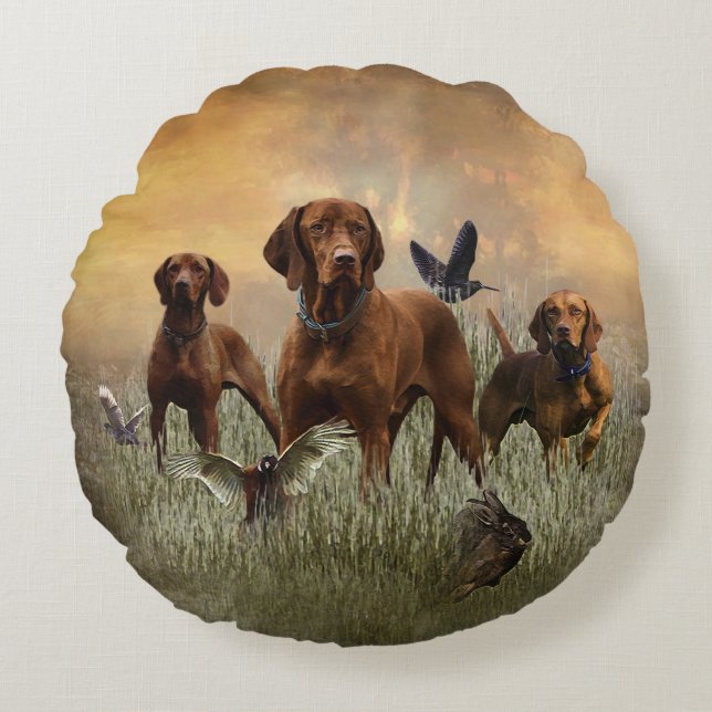 Ungarisch Vizsla Art Rundes Kissen (Vorderseite)