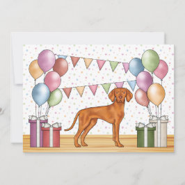 Ungarisch Vizsla Cartoon Dog farbenfroh Geburtstag Einladung