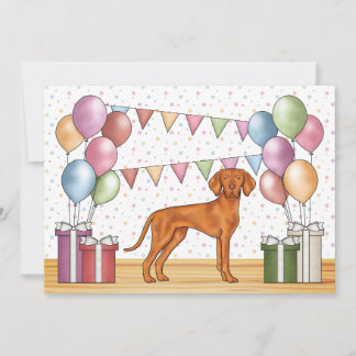 Ungarisch Vizsla Cartoon Dog farbenfroh Geburtstag Einladung