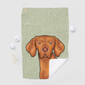 Ungarisch Vizsla Cartoon Pointer Dog Green Golfhandtuch (Insitu)