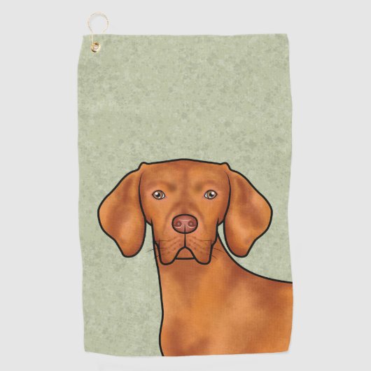 Ungarisch Vizsla Cartoon Pointer Dog Green Golfhandtuch (Vorderseite)