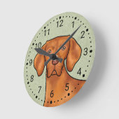 Ungarisch Vizsla Cartoon Pointer Dog Green Runde Wanduhr (Winkel)