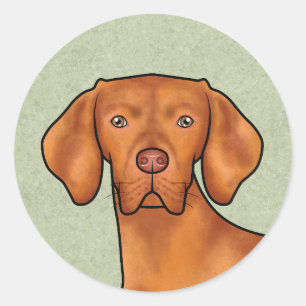 Ungarisch Vizsla Cartoon Pointer Dog Green Runder Aufkleber