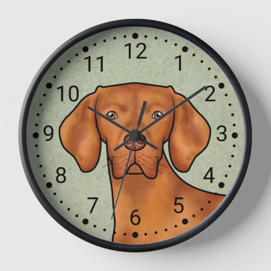 Ungarisch Vizsla Cartoon Pointer Dog Green Uhr (Vorderseite)