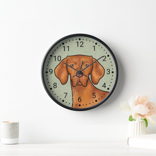 Ungarisch Vizsla Cartoon Pointer Dog Green Uhr (Zuhause)