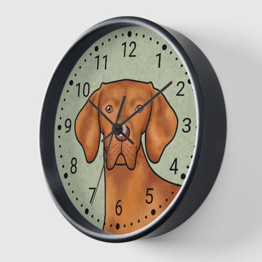 Ungarisch Vizsla Cartoon Pointer Dog Green Uhr (Winkel)