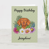 Ungarisch Vizsla Colorful Blume Happy Birthday Karte (Vorderseite)