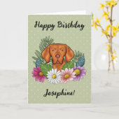Ungarisch Vizsla Colorful Blume Happy Birthday Karte (Gelbe Blume)