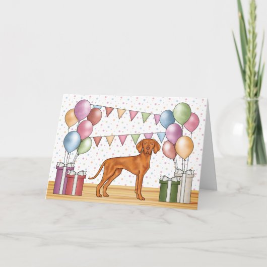 Ungarisch Vizsla Colorful Pastel Happy Birthday Karte (Vorderseite)