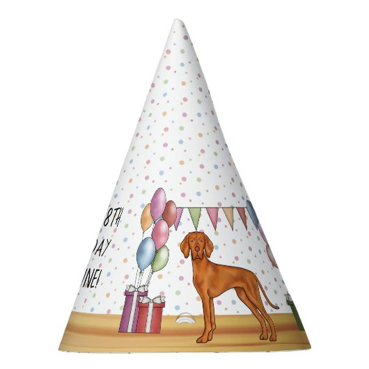 Ungarisch Vizsla Colorful Pastel Happy Birthday Partyhütchen (Rechts)