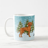 Ungarisch Vizsla Dog Snowy Winterwald und Name Kaffeetasse (Links)
