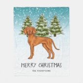 Ungarisch Vizsla Dog Snowy Winterwald und Text Fleecedecke (Vorderseite)