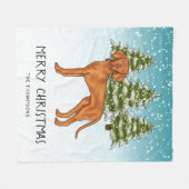 Ungarisch Vizsla Dog Snowy Winterwald und Text Fleecedecke (Vorderseite (Horizontal))