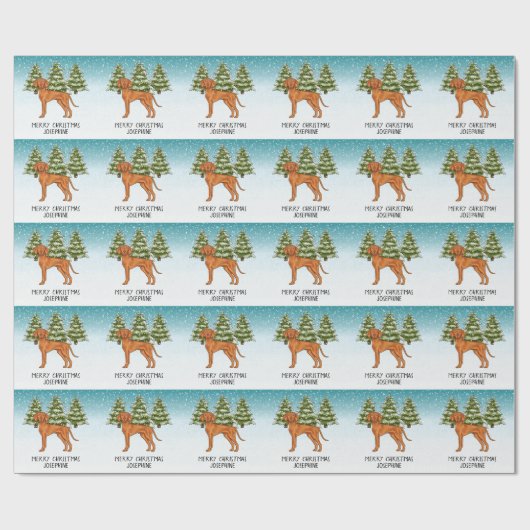 Ungarisch Vizsla Dog Snowy Winterwald und Text Geschenkpapier (Flach)